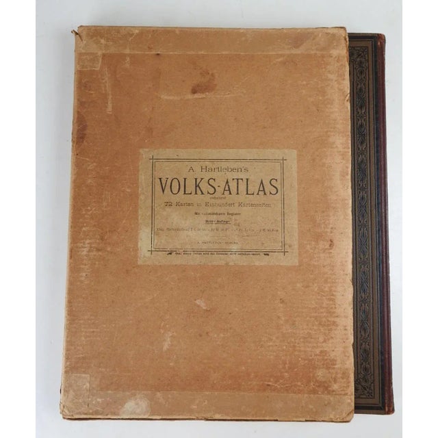 Antique German Hartleben's Volks Atlas Book World Maps For Sale - Image 11 of 11