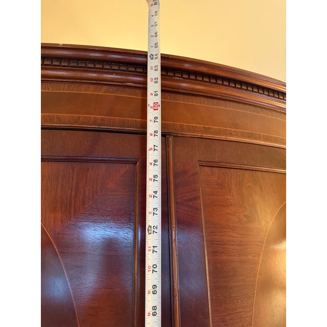 Wood Bow Front Linen Press/Media Cabinet For Sale - Image 7 of 8