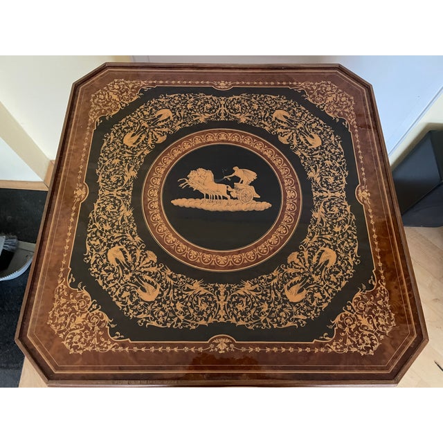 Mid-Century Modern Hollywood Regency Inlaid Gaming Table, Italy, 1960s For Sale - Image 3 of 16