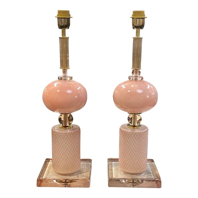 Modern Pink Murano Glass Lamps For Sale