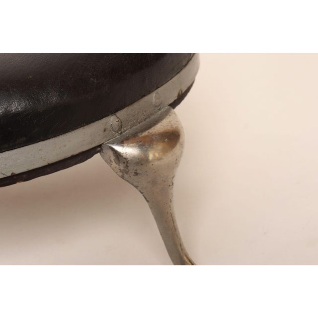 Art Deco Black Leather Footstool With Cabriole Cast Metal Legs For Sale - Image 16 of 16