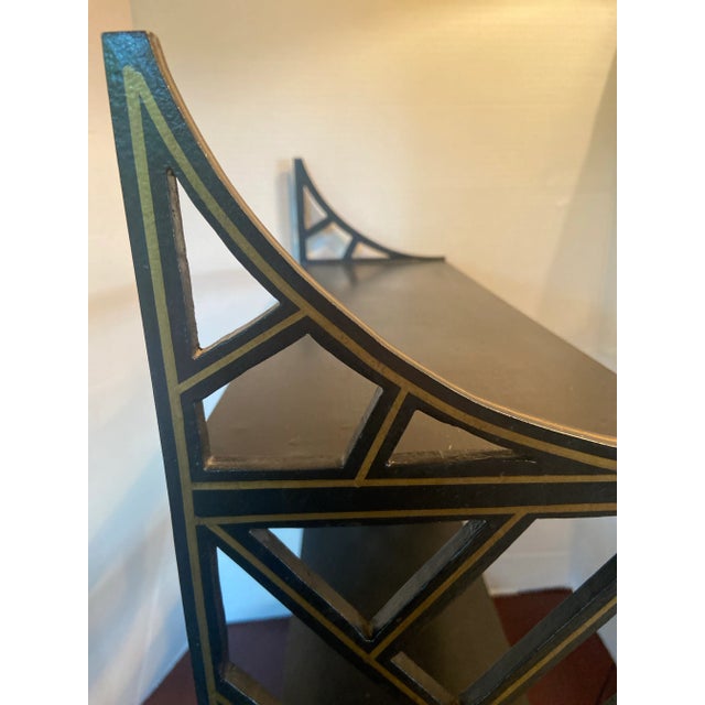 Chinoiserie Style Fretwork Trimmed Tabletop Shelf For Sale - Image 4 of 8