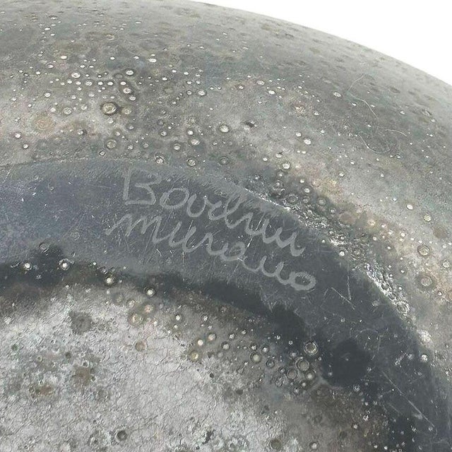 Mid 20th Century Italian Murano Black Art Glass Bowl Signed Boudin Murano For Sale - Image 9 of 9