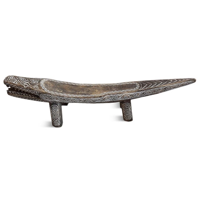 Impressive large-scale hand-carved crocodile bench from Indonesia, sculpted from a single solid log and richly detailed...
