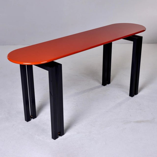 Mid Century Cidue of Italy Console With Lacquered Cinnabar Color Top For Sale In Detroit - Image 6 of 13