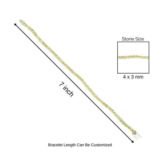 Round Cut Peridot 8.6 Carat Gemstone Sleek Bracelet in 925 Silver For Sale - Image 10 of 12