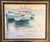Original oil painting depicting three sailboats gently moored in a calm harbor, rendered in a luminous Impressionist...