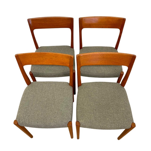 Brown 1970s Set of 4 Mid Century Modern Dining Chairs With Sculpted Wood Frames and Upholstered Seats For Sale - Image 8 of 10