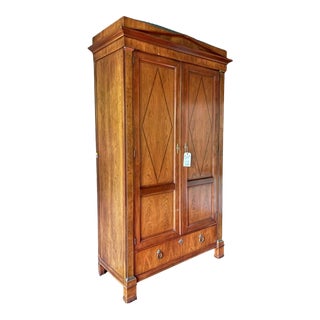 Late 20th Century Vintage Baker Neoclassical Fruitwood Wardrobe For Sale