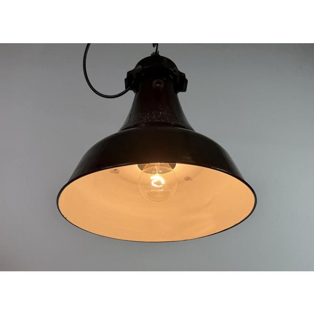 Industrial Bauhaus Black Enamel Pendant Lamp, 1930s For Sale - Image 11 of 18