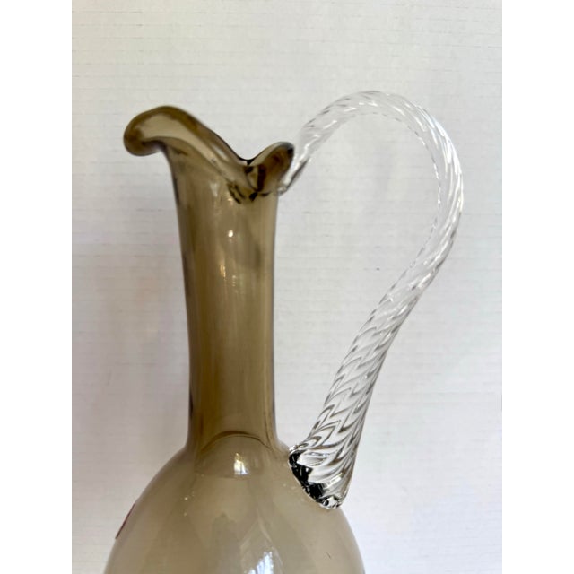 Mid-Century Italian Smoky Gray Glass Decanter & Wine Glasses, Set of 6 For Sale - Image 10 of 12