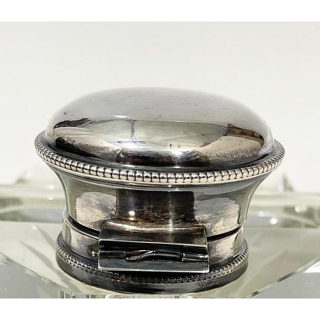 Dutch Clear Crystal and Silver Inkwell, 1850s For Sale - Image 3 of 11