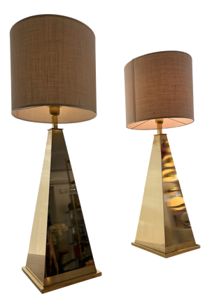 Pyramid Lamps in Brass, 1980s, Set of 2