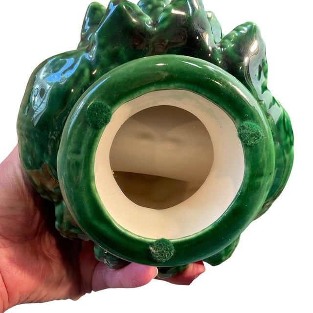 Green Vintage Glazed Ceramic Christmas Tree Napkin Holder For Sale - Image 8 of 9