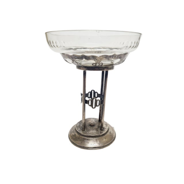Art Deco Polish Silver Crystal Bowl on Stand, 1930s For Sale - Image 4 of 18