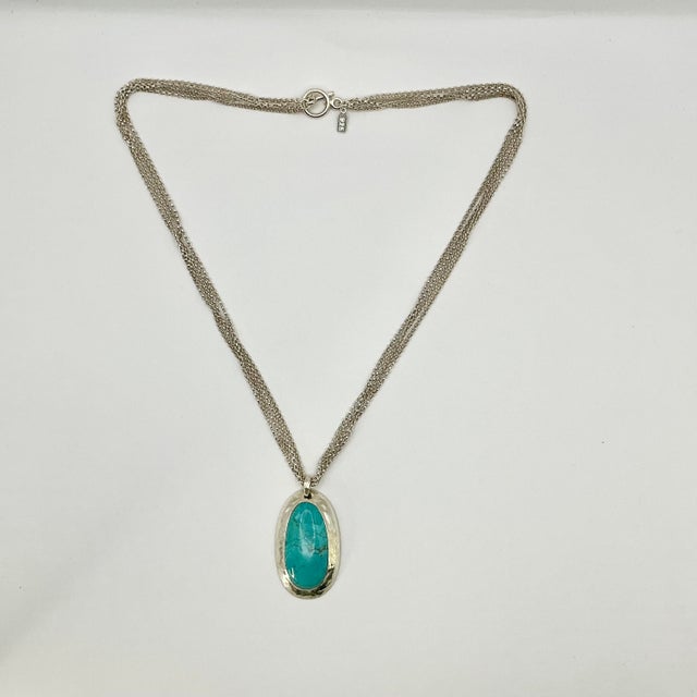 1980s Vintage Southwestern Americana Peyote Bird Turquoise & 4-Strand Sterling Pendant Necklace - 22” For Sale - Image 6 of 14