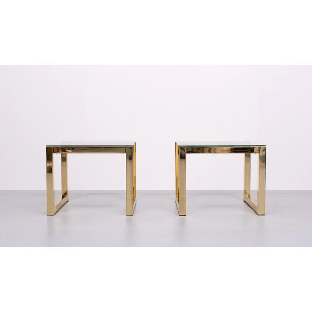 Metal Vintage Brass Square Side Tables from Renato Zevi, 1970s, Set of 2 For Sale - Image 7 of 8