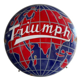 Vintage Enamel Globe Sign from Triumph For Sale