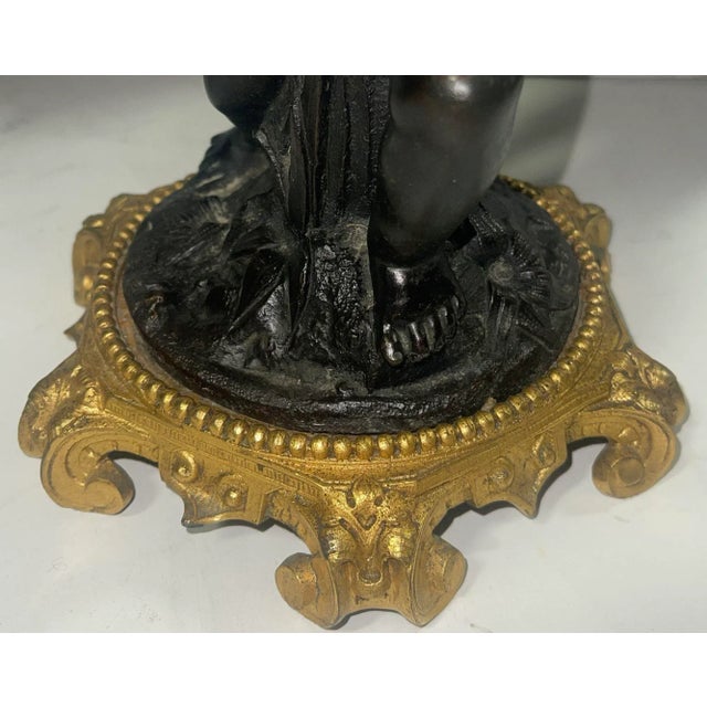 19th Century Pair of 19th Century Gilt Bronze Garnitures With Shell-Form Bowls Supported by Angels For Sale - Image 5 of 6