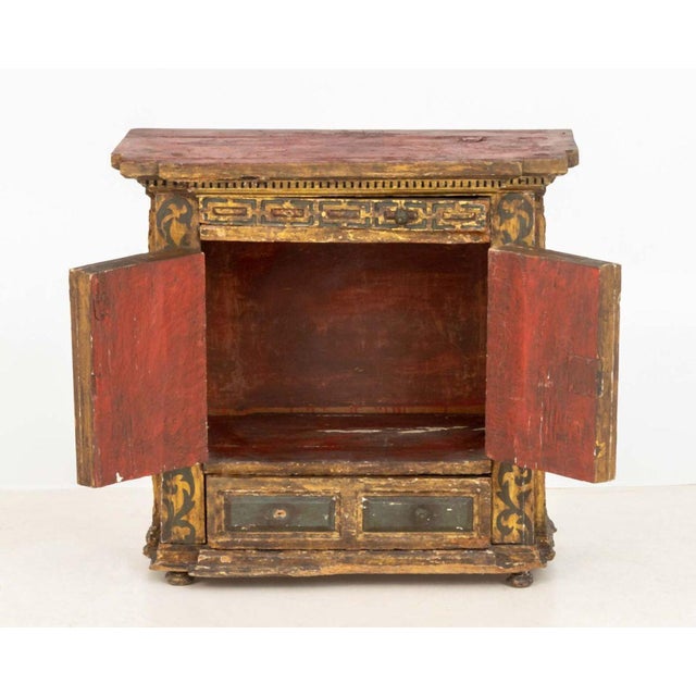 19th Century Continental Paint-Decorated Small Cabinet For Sale - Image 5 of 10