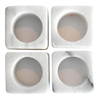 Vintage White Marble Napkin Rings - Set of 4 For Sale