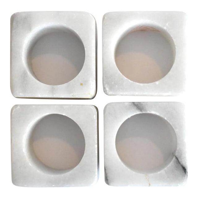 Vintage White Marble Napkin Rings - Set of 4 For Sale