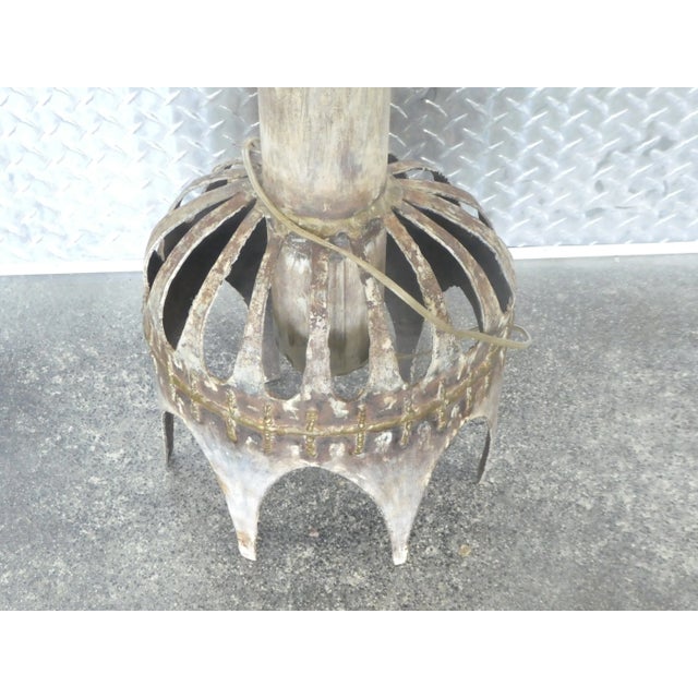 1970's Brutalist Torch Cut Brass and Metal Cyclops Floor Lamp For Sale - Image 4 of 8