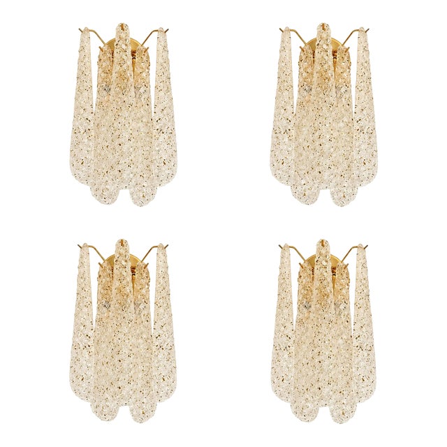 Contemporary Gold Murano Glass “Conchiglie” Wall Sconce Lot of 4 For Sale
