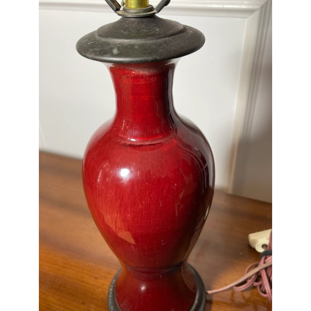 Ceramic Antique Early 19th Century Chinese Oxblood Sang De Boeuf Vase Lamp For Sale - Image 7 of 9