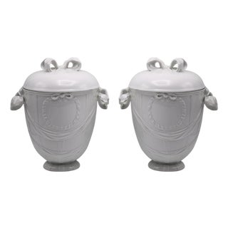 Pair KPM Porcelain Vases "Ribbon" Germany circa 1960 For Sale