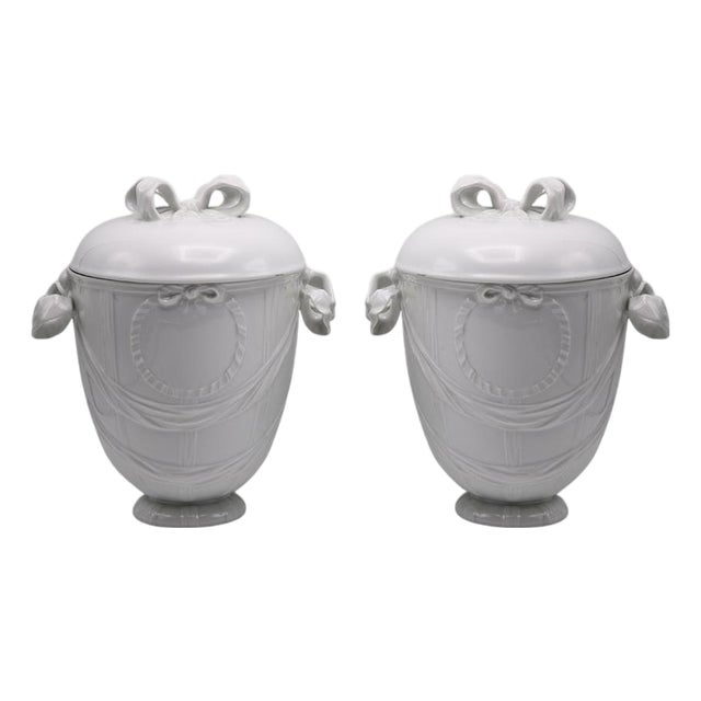 Pair KPM Porcelain Vases "Ribbon" Germany circa 1960 For Sale