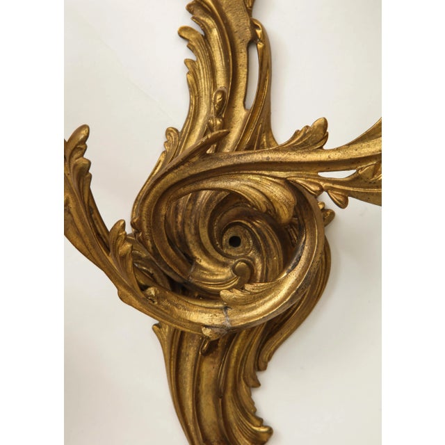 Mid 20th Century Louis XV Style Gilt Bronze Wall Lights - a Pair For Sale - Image 5 of 8