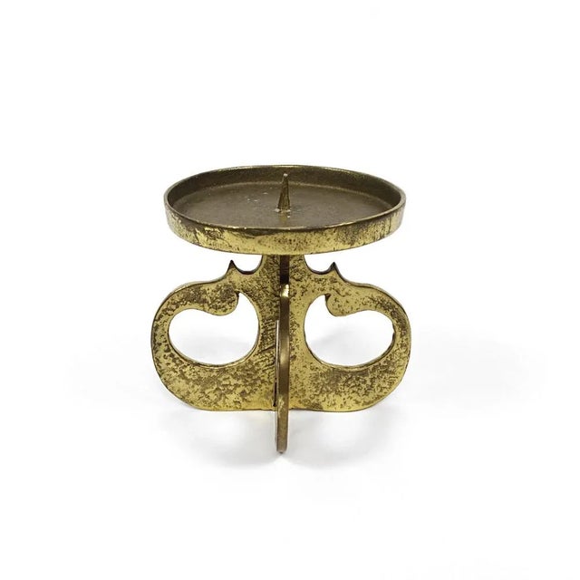 Mid-Century Modern Heavy Black Copper Low Table Model Candleholder For Sale - Image 5 of 11