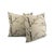 Embroidered tree branch with small flower pattern pillow cover. The embroidery has black silver and darker gray threads to...