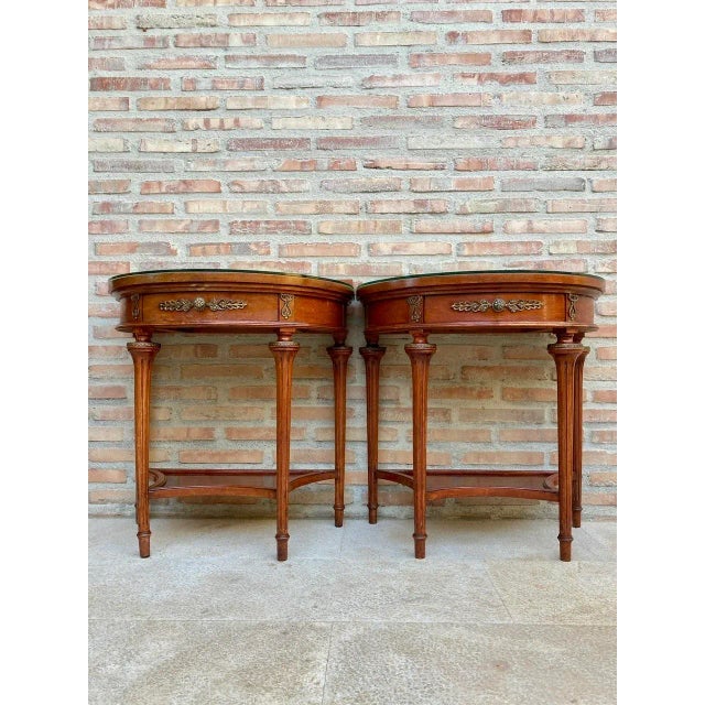 Empire Style Mahogany Nightstands with Bronze and Brass Details, 1930s, Set of 2 For Sale - Image 4 of 18