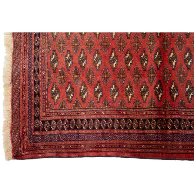 Vintage Turkmen Gul Designed Wool Rug in Red For Sale - Image 4 of 8
