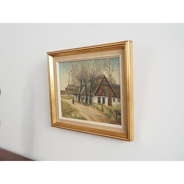 Modern Scandinavian Artist, The Farm Under the Willows, 1960s, Oil on Canvas, Framed For Sale - Image 3 of 13