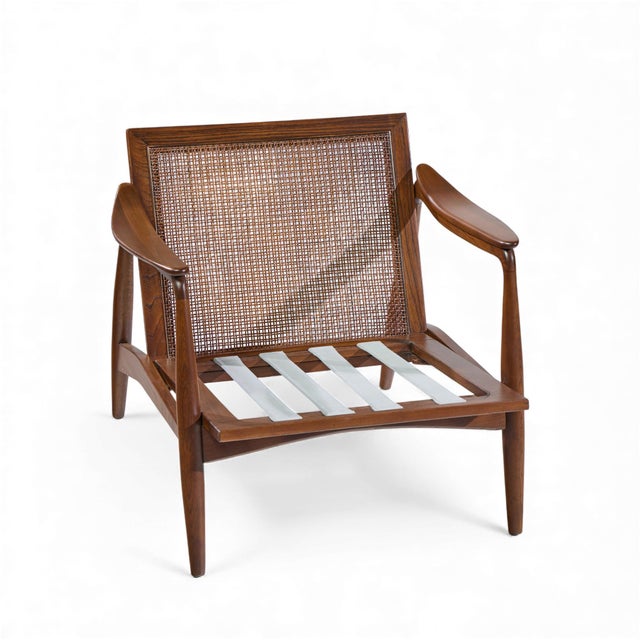 Lawrence Peabody for Richardson Nemschoff Mid Century Ebonized Walnut and Cane Lounge Chairs - Pair For Sale - Image 12 of 12