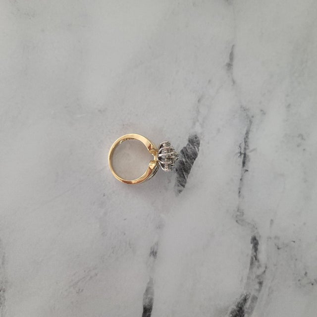 2020s Two Carat Diamond Cluster Engagement Ring 14k Yellow Gold, Size 9 For Sale - Image 5 of 5