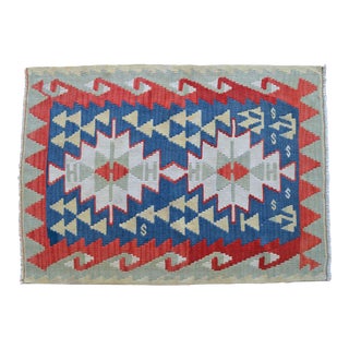 Hand-Woven Mini Kilim Rug - 2'9" X 3'10" For Sale