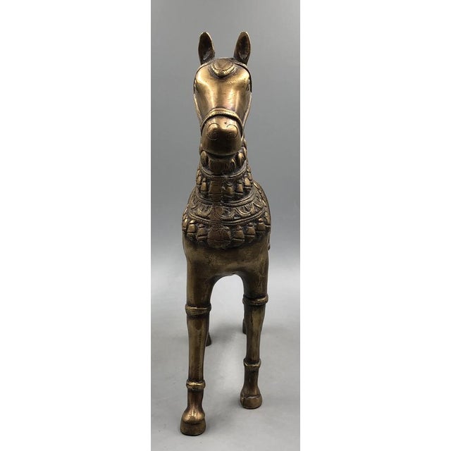 Metal Vintage Handmade Brass Horse Statue, 1960s For Sale - Image 7 of 16
