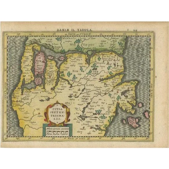 17th Century Antique Map of Northern Jutland by Kaerius, 1628 For Sale - Image 5 of 5