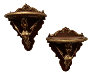 Large Italian Carved Gilt Wall Brackets, 1800s, Set of 2