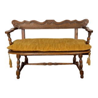Mid 20th Century Oak Jamestown Lounge Feudal Bench Romweber Viking Oak Style For Sale