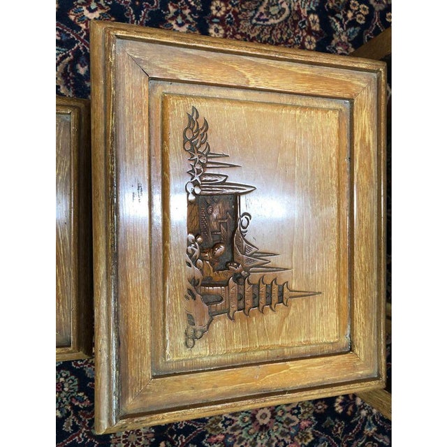 Vintage Chinoiserie Style Teak Carved Nesting Tables - Set of 4 For Sale - Image 9 of 10