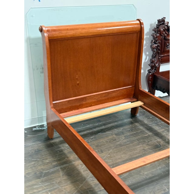 Brown Twin Size Circa 1997 Bombay Co. Sleigh Bed Frame For Sale - Image 8 of 12