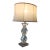 1970s Mid-Century Modern Ethan Allen Geometric Crystal Table Lamp With Linen Drum-Style Shade For Sale