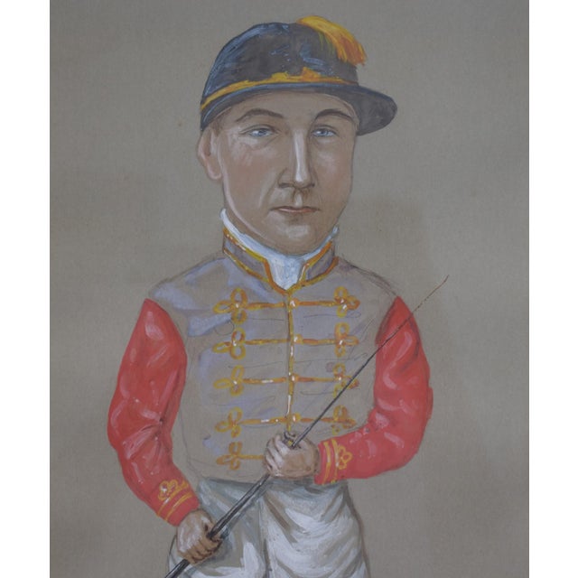 Traditional John Watts (1861-1902) Jockey Pastel Watercolour Caricature Portrait by Nap For Sale - Image 3 of 6
