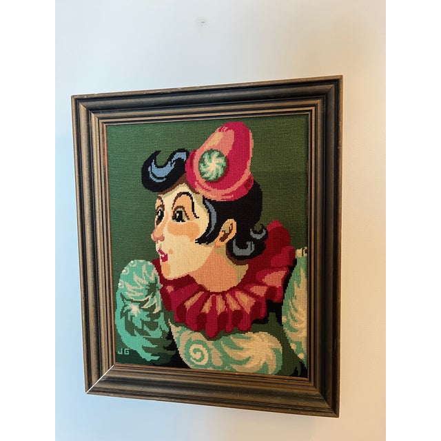 French Jester or Clown Needlepoint Paris For Sale - Image 9 of 9