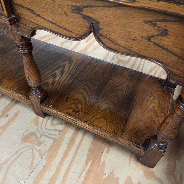 Late 20th Century Oak Three Drawer Potboard Dresser Base With Turned Legs and Shaped Frieze For Sale - Image 9 of 9